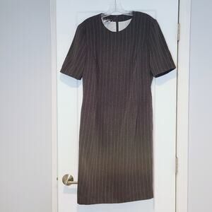Escada Margaretha Ley Pinstripe Shift Dress Gray White Size 42